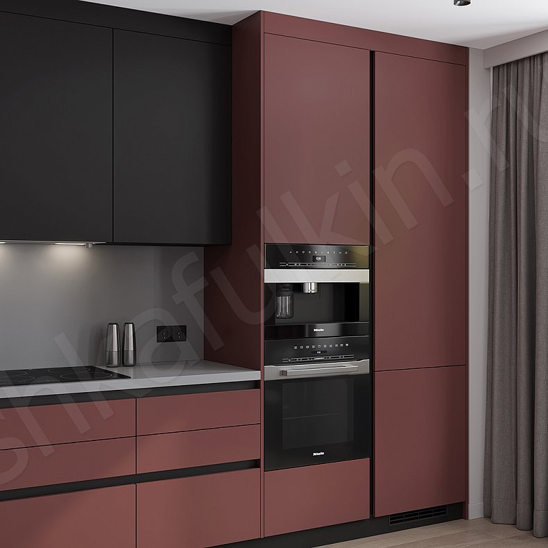 Изображение Кухня Фиеста Темные Красный Цветной Современный Для посуды 3