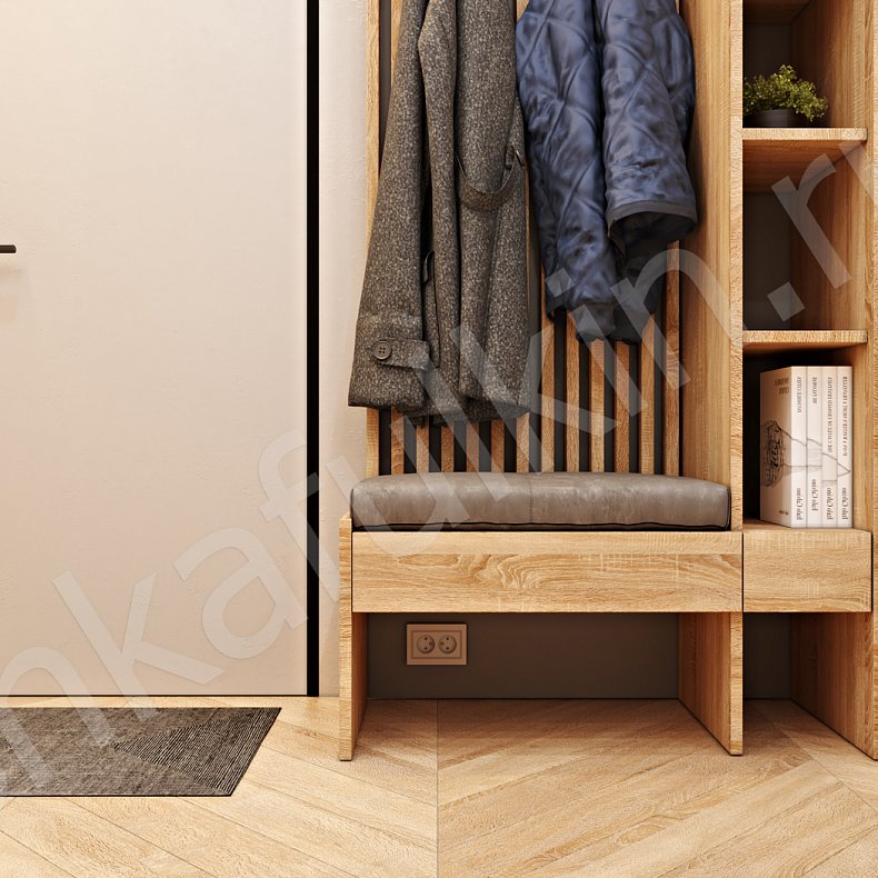 Прихожая Альма Серый Светлые Древесный Скандинавский 2х створчатые Прихожая Для вещей 4