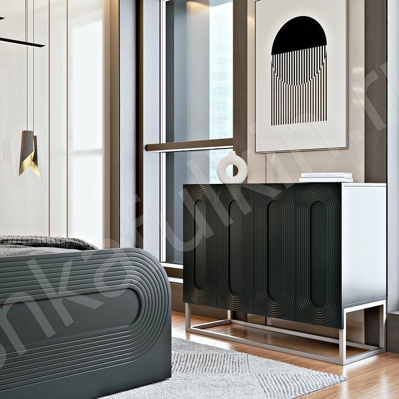 Гарнитур Дзен Черный Темные Современный 4х створчатые Спальня Для белья Для декора Для вещей 4