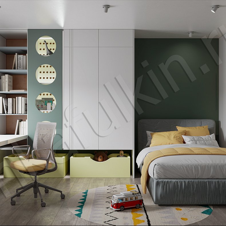 Изображение Детская Контерри Цветной Современный 3х створчатые Детская Для книг Для вещей 1