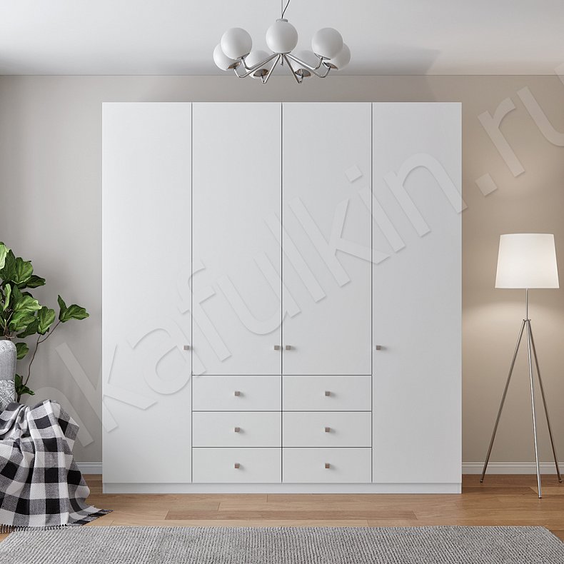 Изображение Шкаф Джерри Темные Светлые Коричневый Черный Белый Скандинавский 4х створчатые Гостиная Для вещей Для белья 4