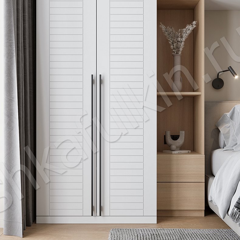 Изображение Гарнитур Альба Белый Светлые Современный 2х створчатые Спальня Для книг Для вещей 4