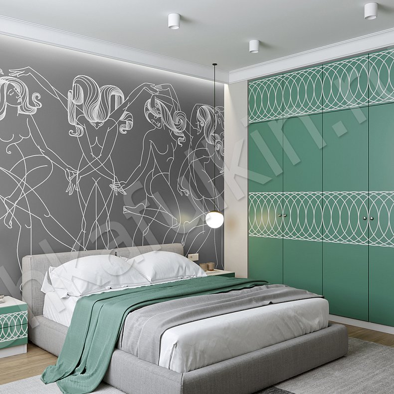 Изображение Гарнитур Вернисаж Белый Цветной Розовый Светлые Темные Зеленый Неоклассика 4х створчатые Спальня Для вещей 1