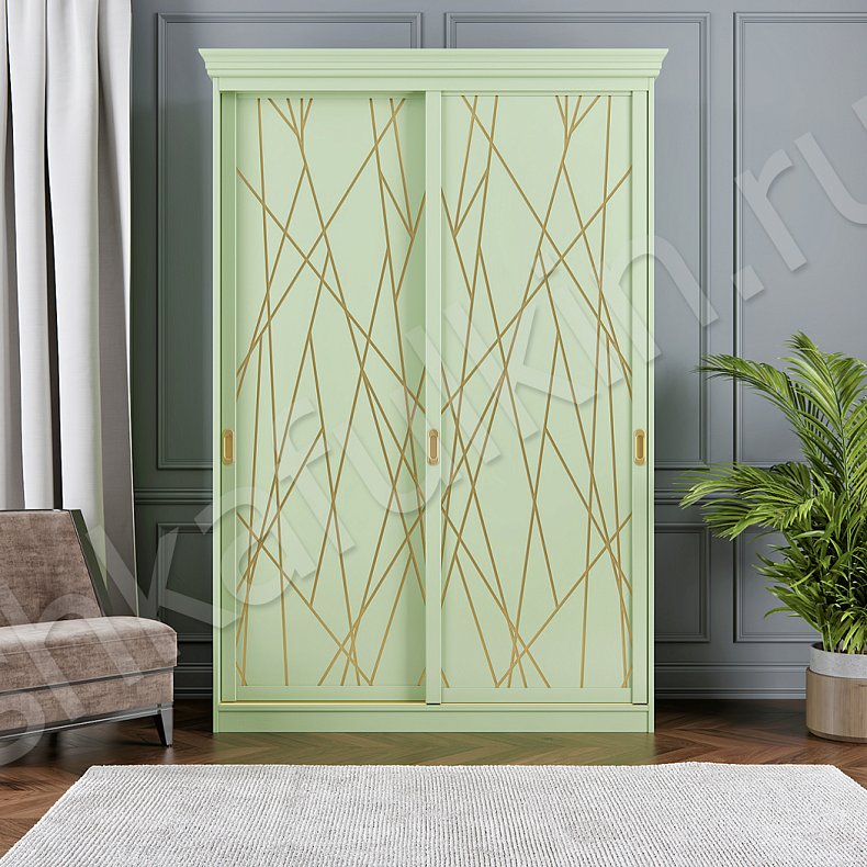 Изображение Корпусный шкаф-купе две двери Дори Зеленый Неоклассика 2х створчатые Гостиная Для вещей 3