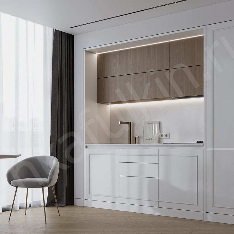 Изображение Кухня Цеппелин Светлые Древесный Белый Неоклассика Для посуды 1