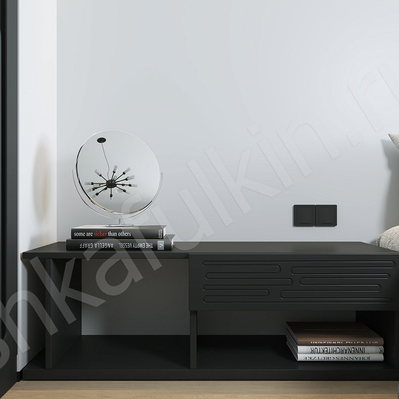 Изображение Гарнитур Аддамс Черный Темные Современный 4х створчатые Спальня Для вещей 4