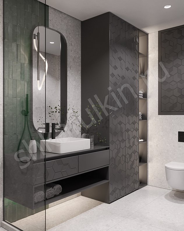 Мебель в ванную Токио Темные Черный Современный   Для вещей 1