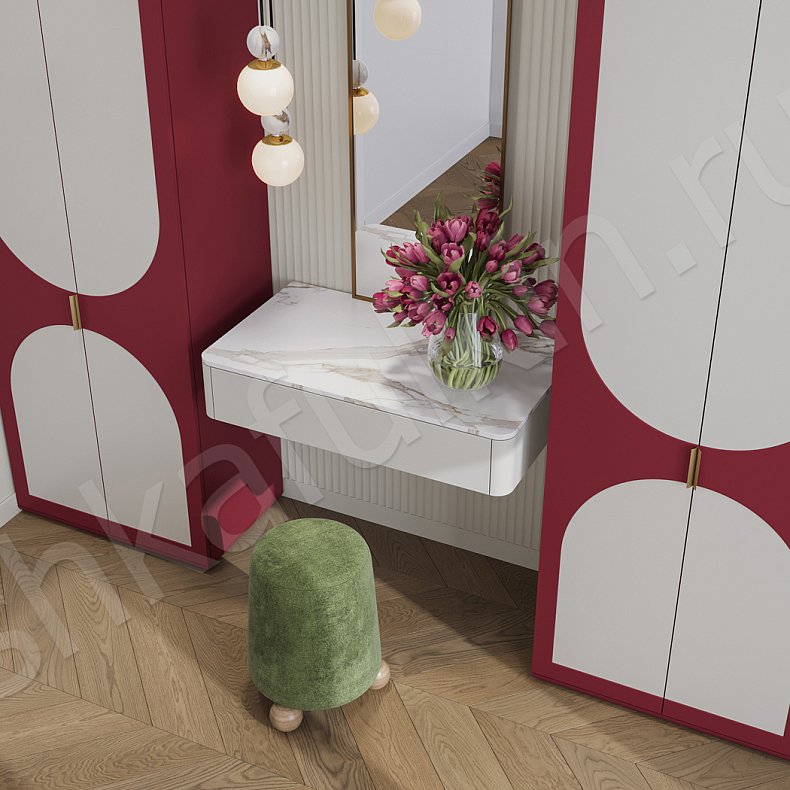 Прихожая Верданни Светлые Красный Цветной Белый Современный 2х створчатые Прихожая Для вещей 2