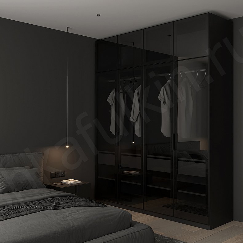 Изображение Гарнитур Кимоно Черный Современный 4х створчатые Спальня Для вещей 2