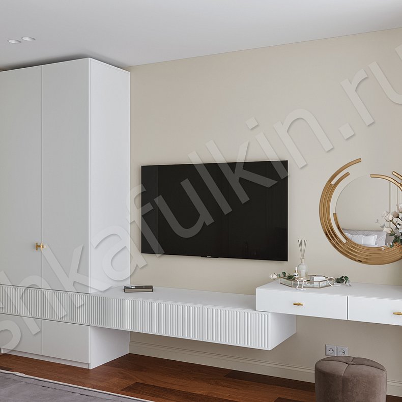 Гарнитур Невада Белый Светлые Неоклассика 2х створчатые Спальня Под ТВ Для вещей