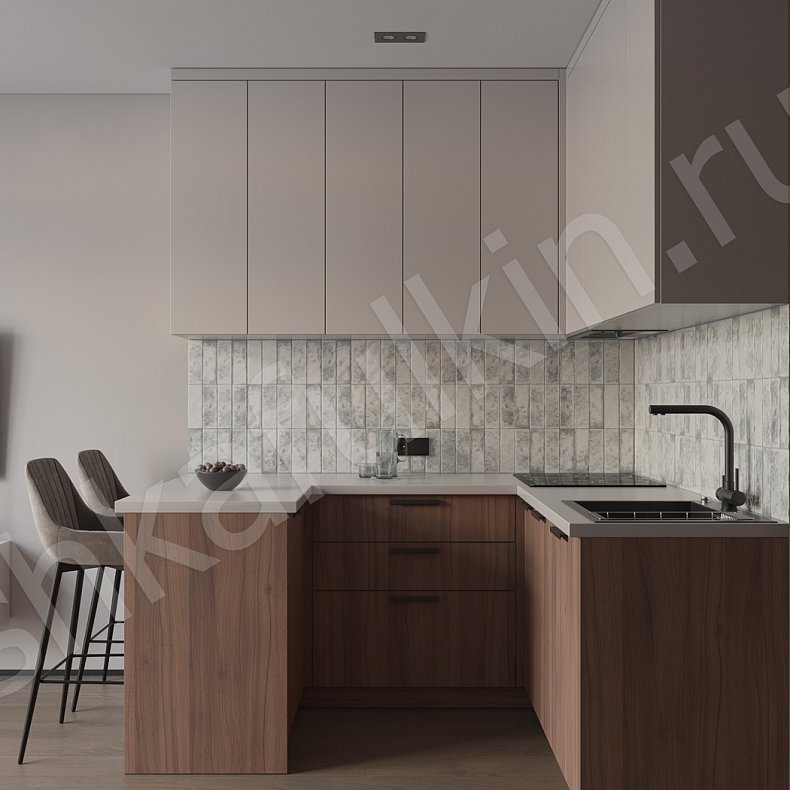 Изображение Кухня Мурано Светлые Коричневый Древесный Скандинавский Для посуды 3