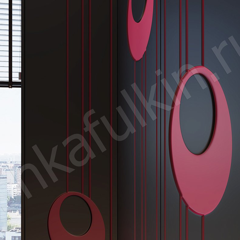 Изображение Шкаф Экспрессио Черный Цветной Красный Темные Этнический 6и створчатые Гостиная Для декора Для вещей 5