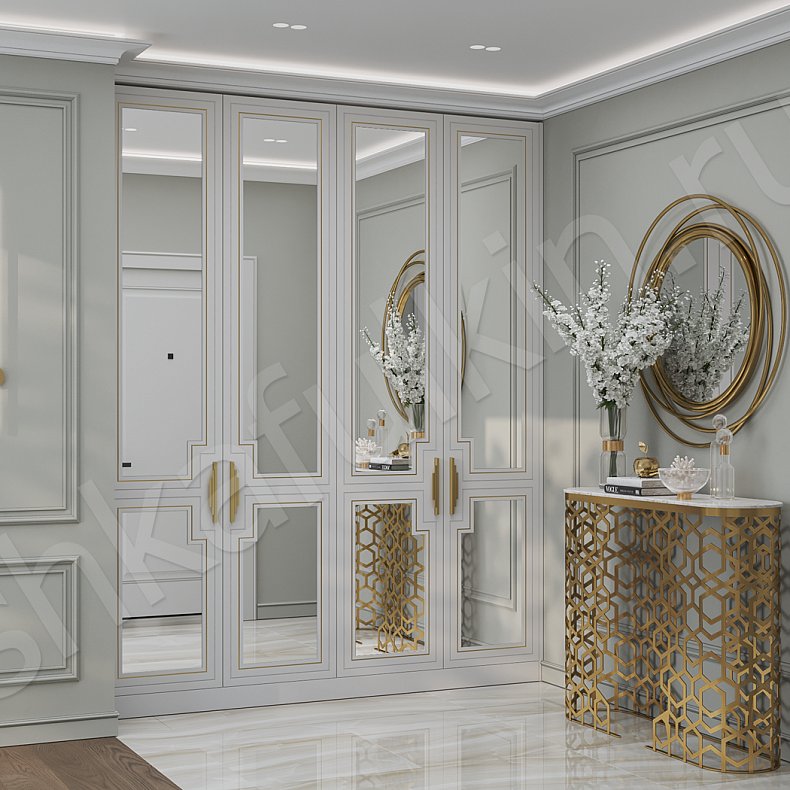 Прихожая Аурелия Светлые Белый Классика 4х створчатые Прихожая Для вещей 1