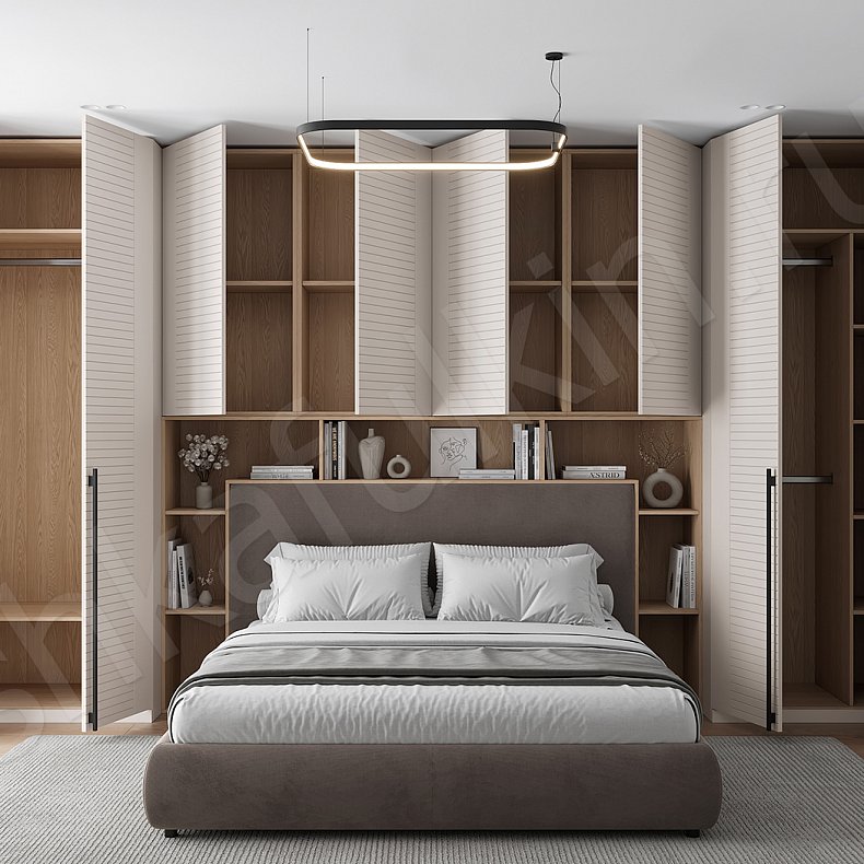 Гарнитур Континент Белый Светлые Современный 4х створчатые Спальня Для вещей 11