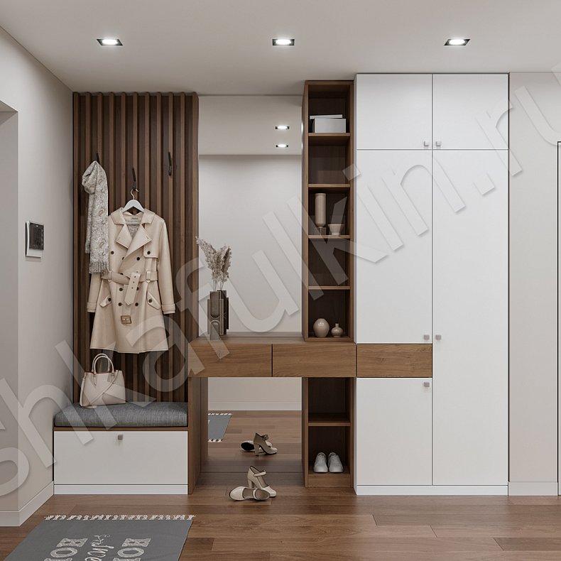 Прихожая Йона Светлые Древесный Белый Скандинавский 2х створчатые Прихожая Для вещей