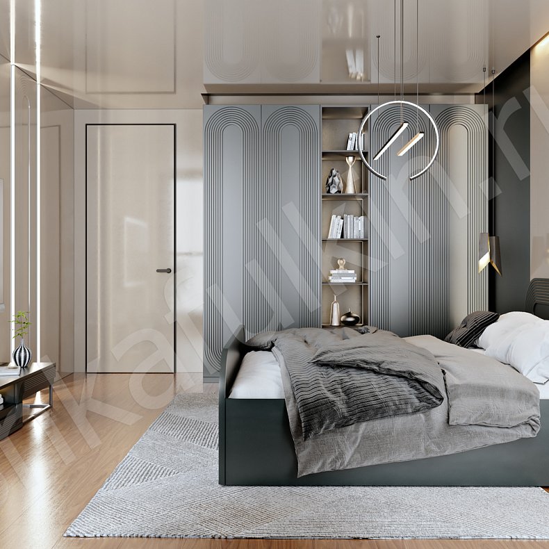 Гарнитур Дзен Черный Темные Современный 4х створчатые Спальня Для белья Для декора Для вещей 14