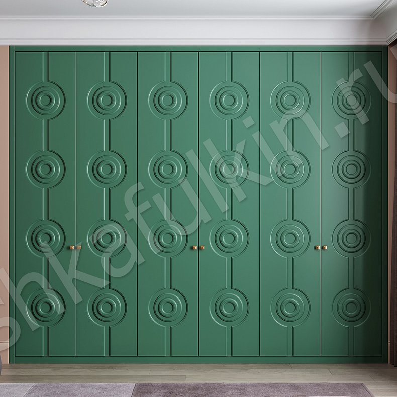 Распашной встроенный шкаф Тофиро Зеленый Светлые Цветной Модерн 6и створчатые Спальня Для вещей 3