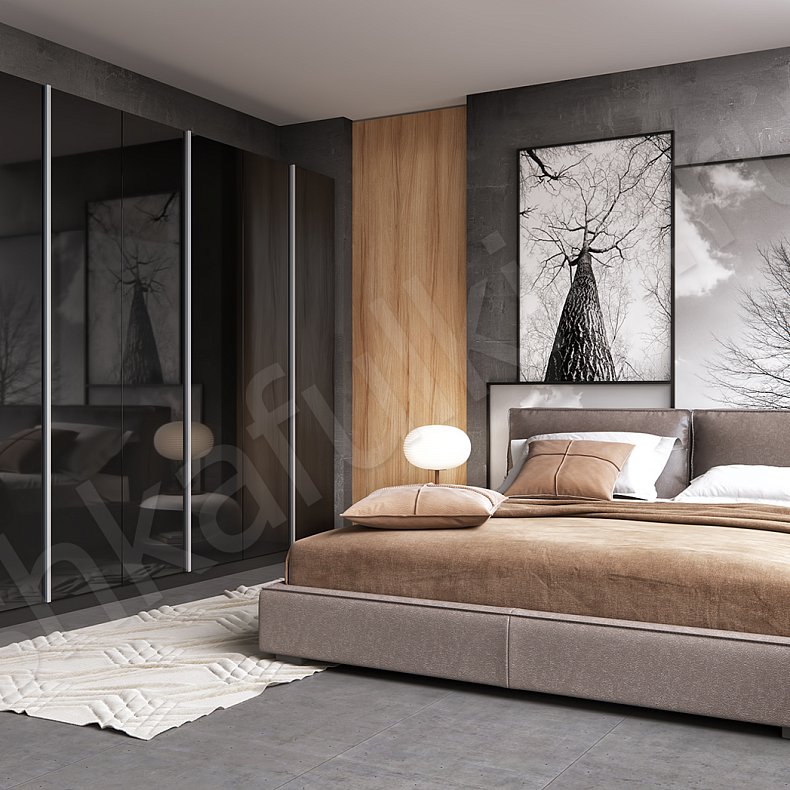 Корпусный распашной шкаф Ума Черный Темные Модерн 6и створчатые Спальня Для вещей 1