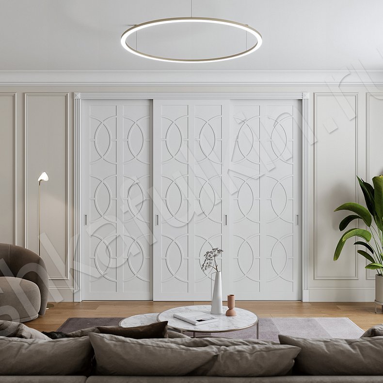 Изображение Шкаф-купе Ажур Светлые Белый Классика 3х створчатые Спальня Для вещей 1