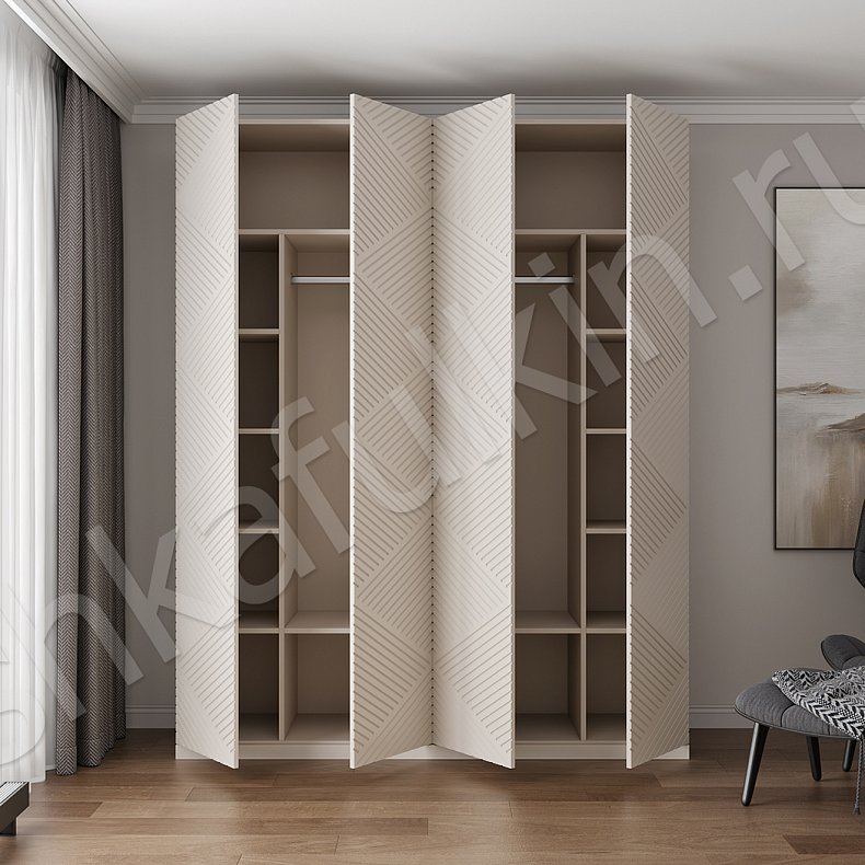 Изображение Шкаф Монтелли Светлые Белый Современный 4х створчатые Гостиная Для вещей 2