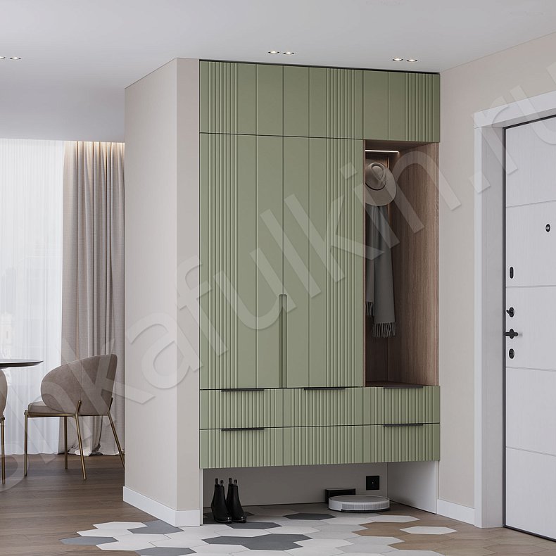 Прихожая Альгеро Цветной Светлые Зеленый Современный 2х створчатые Прихожая Для вещей