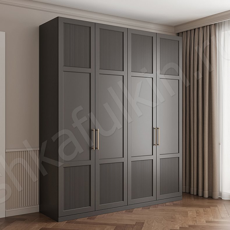 Изображение Шкаф Шелдон Цветной Серый Темные Зеленый Модерн 4х створчатые Гостиная Для вещей 1