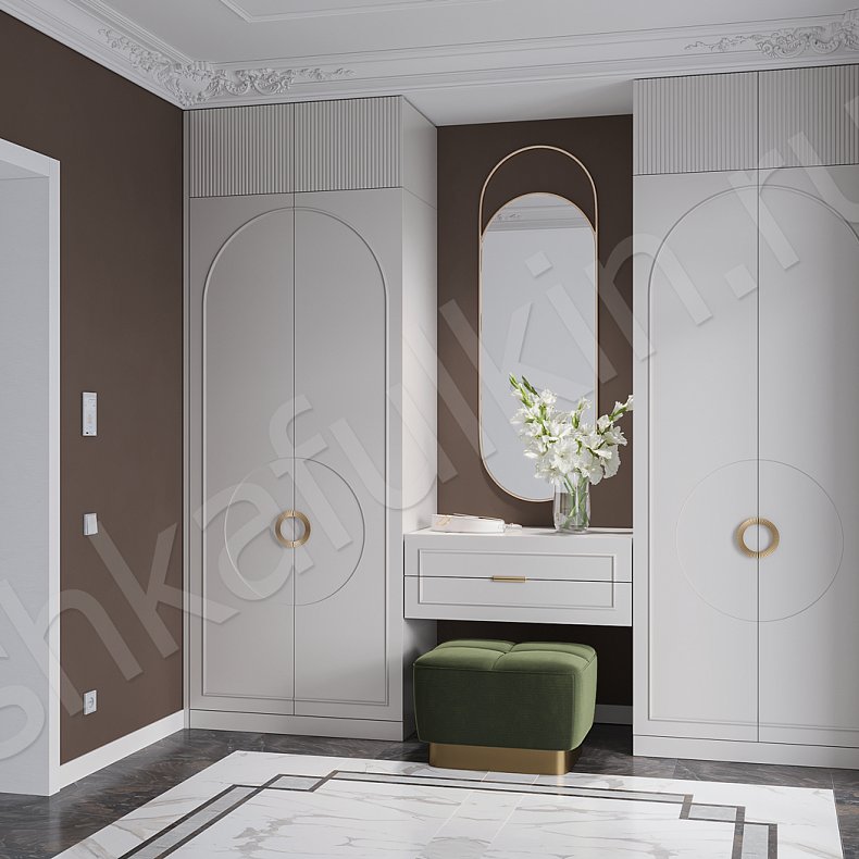 Изображение Прихожая Маура с консолью Белый Цветной Красный Светлые Зеленый Неоклассика 4х створчатые Прихожая Для вещей 7