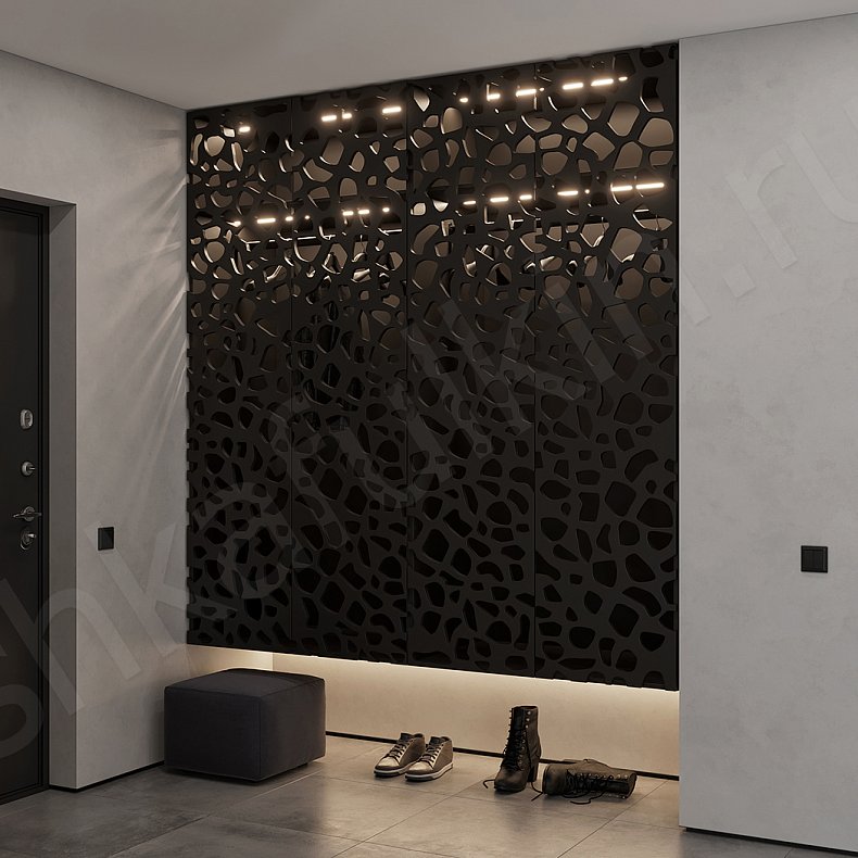 Прихожая Банди Темные Черный Современный 4х створчатые Прихожая Для вещей 1