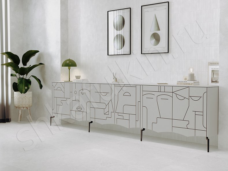 Тумба Пикассо Светлые Красный Цветной Белый Современный 6и створчатые Гостиная Для вещей Для декора