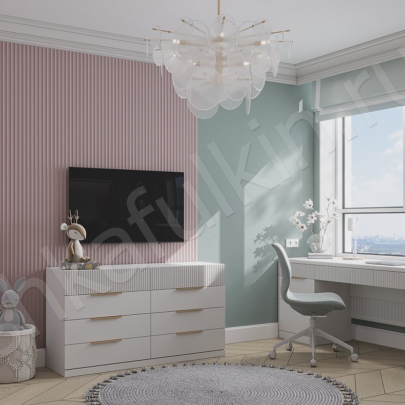 Изображение Детская Скаволлини Белый Неоклассика 2х створчатые Детская Для вещей 3