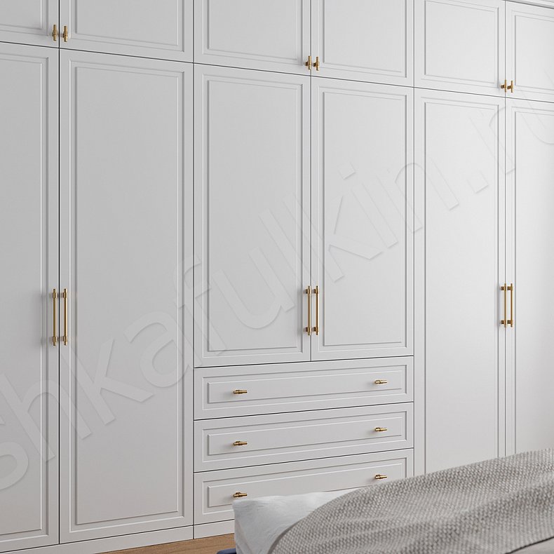 Шкаф Брикелл Белый Синий Светлые Классика 6и створчатые Спальня Для вещей 9
