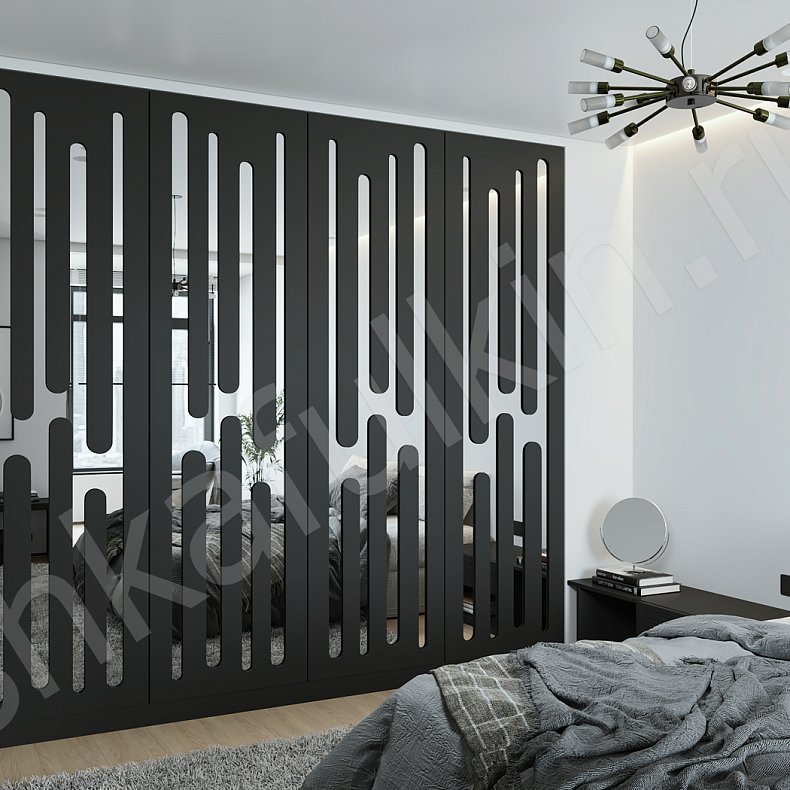 Гарнитур Аддамс Черный Темные Современный 4х створчатые Спальня Для вещей