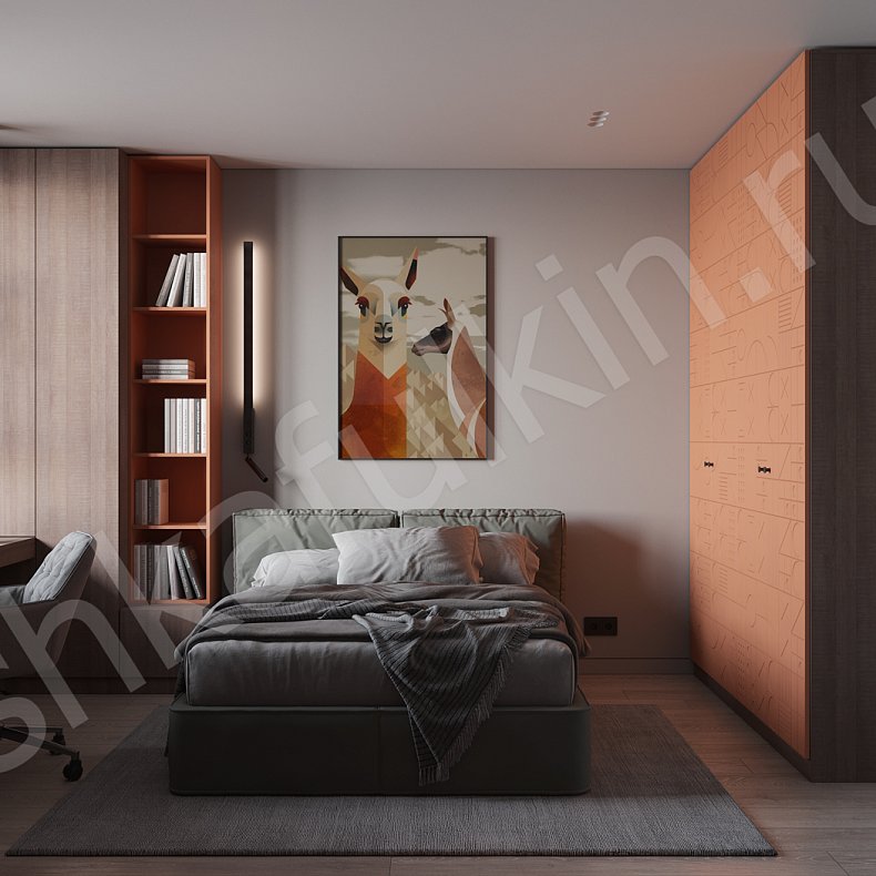 Изображение Шкаф Фабрицио Цветной Красный Светлые Современный 4х створчатые Спальня Для вещей 1