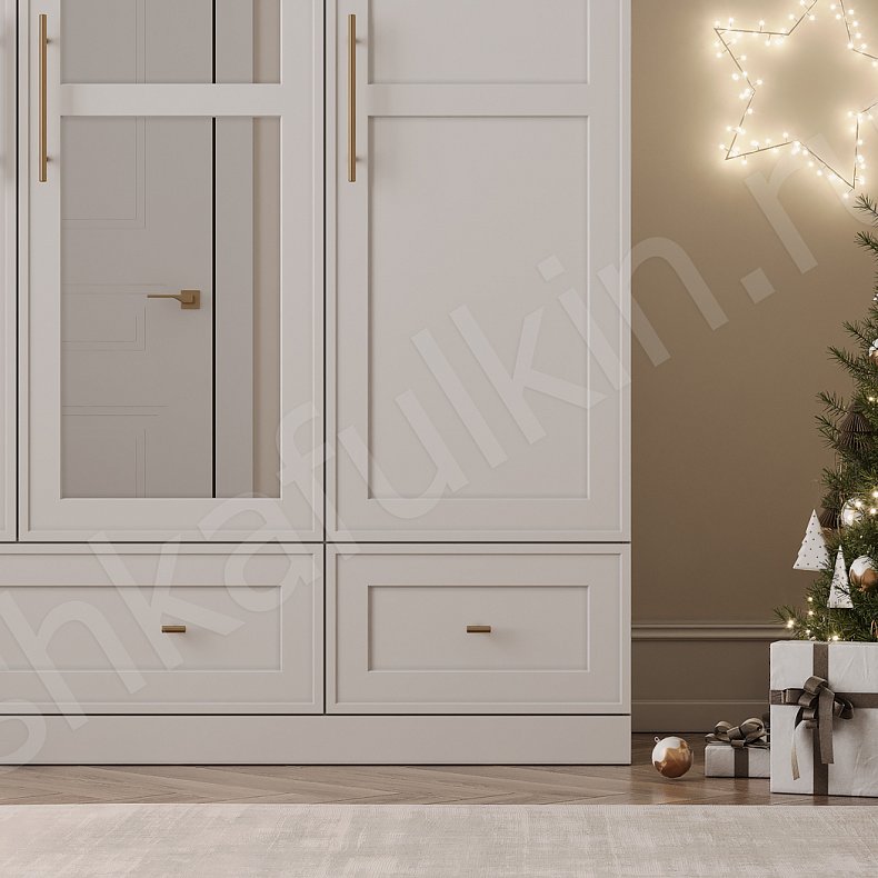 Шкаф Миледи Светлые Белый Классика 4х створчатые Спальня Для вещей Для белья 2