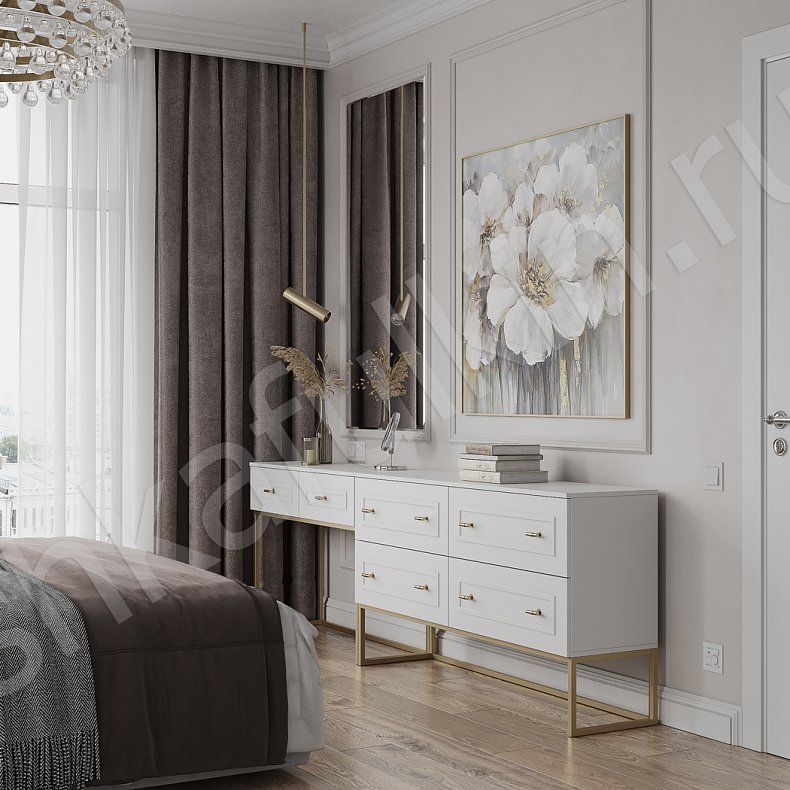 Изображение Гарнитур Стефани Белый Неоклассика 4х створчатые Спальня Для вещей Для белья 1