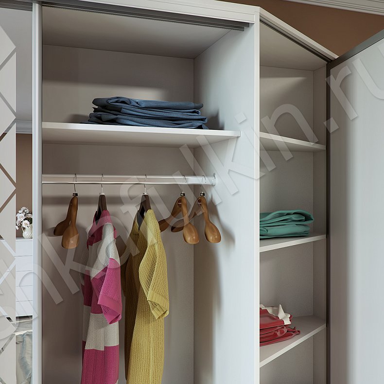 Корпусный шкаф-купе Орфей Светлые Белый Неоклассика 4х створчатые Спальня Для вещей 4