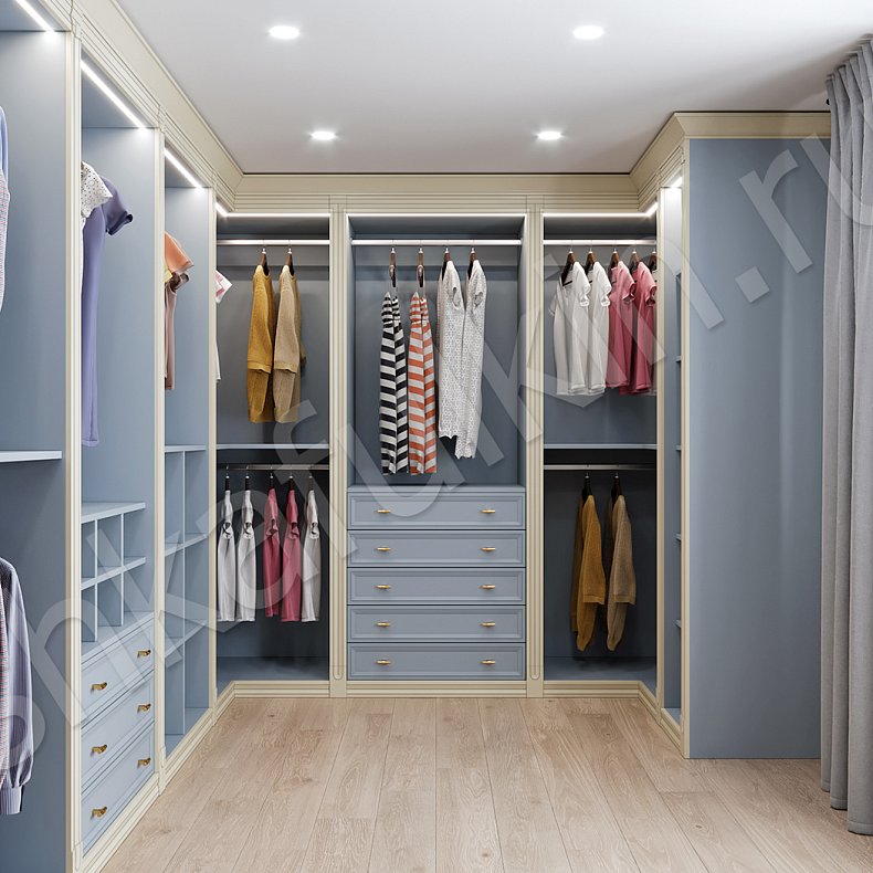 Гардеробная Томас Синий Минимализм 6и створчатые Гардеробная  1