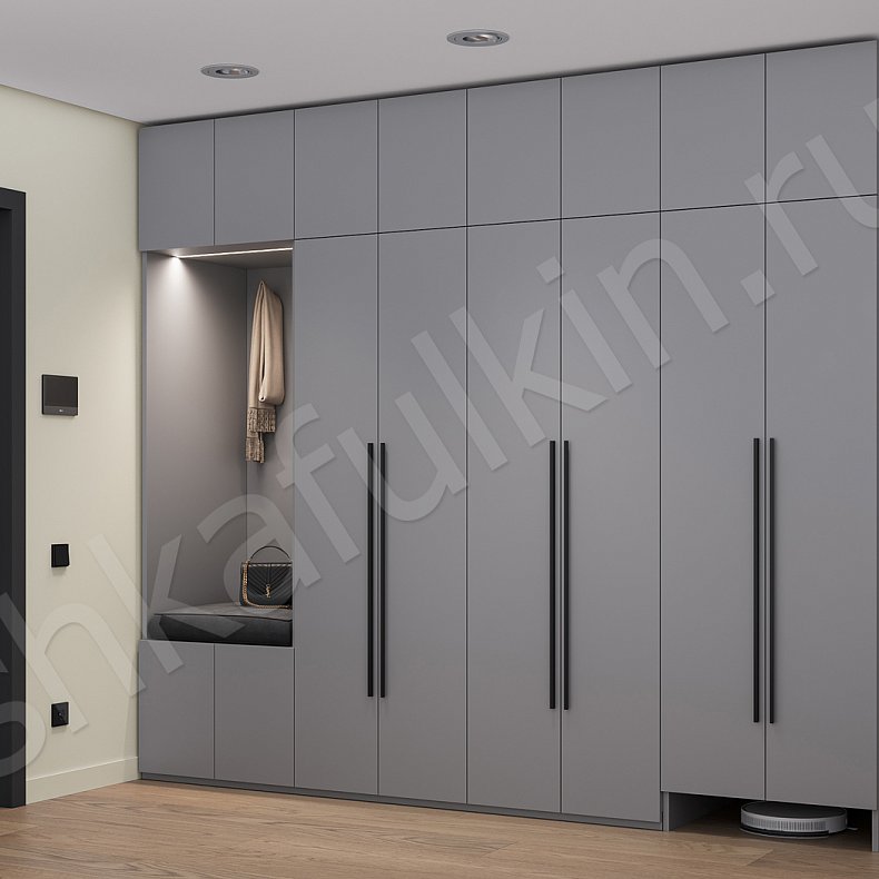 Прихожая Демерджи Цветной Древесный Серый Светлые Зеленый Современный 6и створчатые Прихожая Для вещей 3