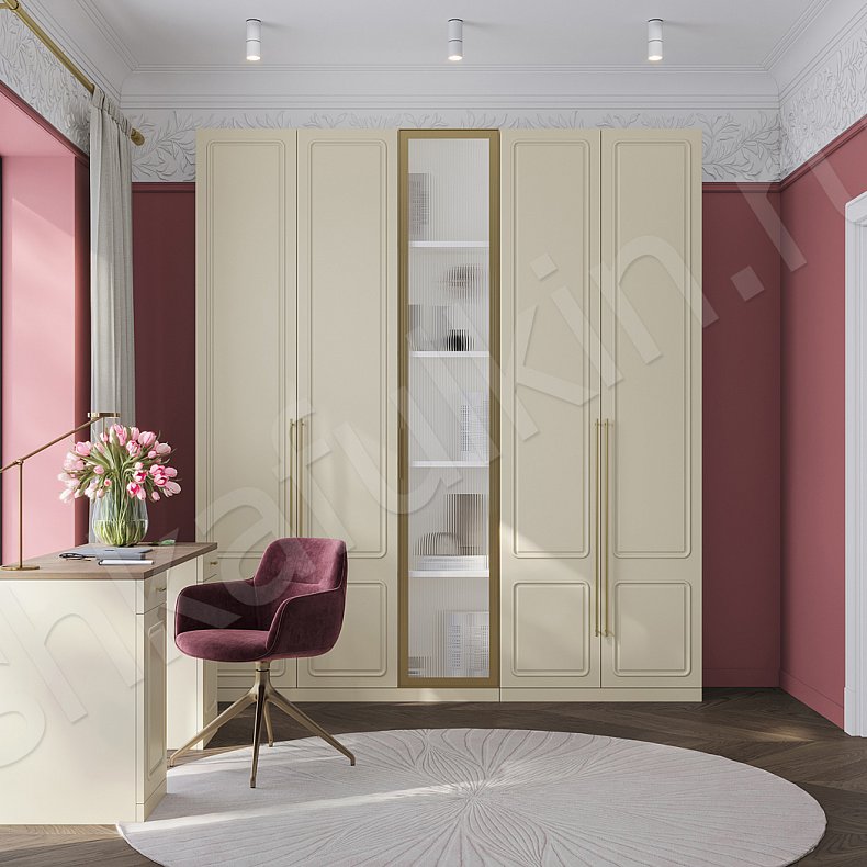 Кабинет Адажио Светлые Цветной Коричневый Розовый Зеленый Современный 5и створчатые Гостиная Для книг Для декора Для посуды Для вещей 5