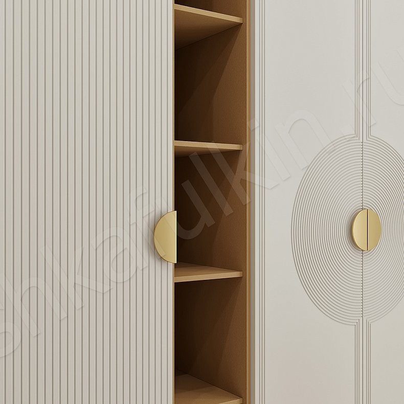 Шкаф в прихожую Ришелье Древесный Белый Синий Светлые Неоклассика 2х створчатые Прихожая Для вещей 3