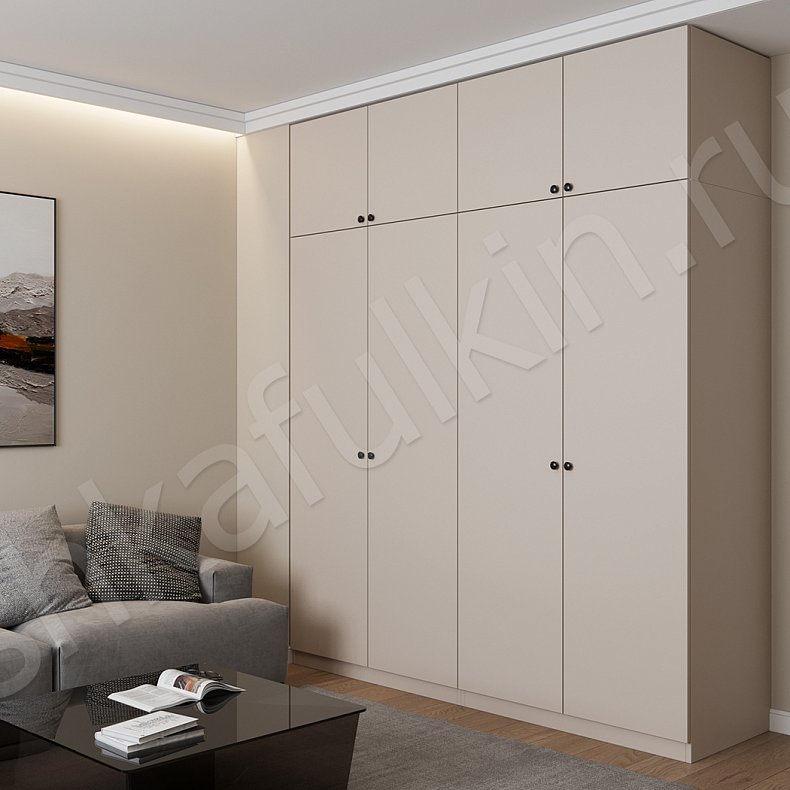 Изображение Шкаф Фостер Древесный Белый Коричневый Серый Светлые Темные Минимализм 4х створчатые Гостиная Для белья Для вещей 7