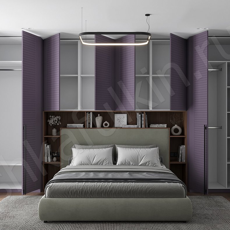 Гарнитур Континент Белый Светлые Современный 4х створчатые Спальня Для вещей 10