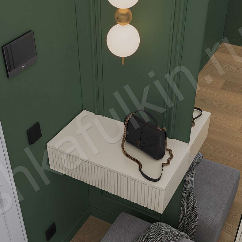 Шкаф-купе Скаволлини Цветной Коричневый Светлые Зеленый Неоклассика 3х створчатые Коридор Для вещей 6