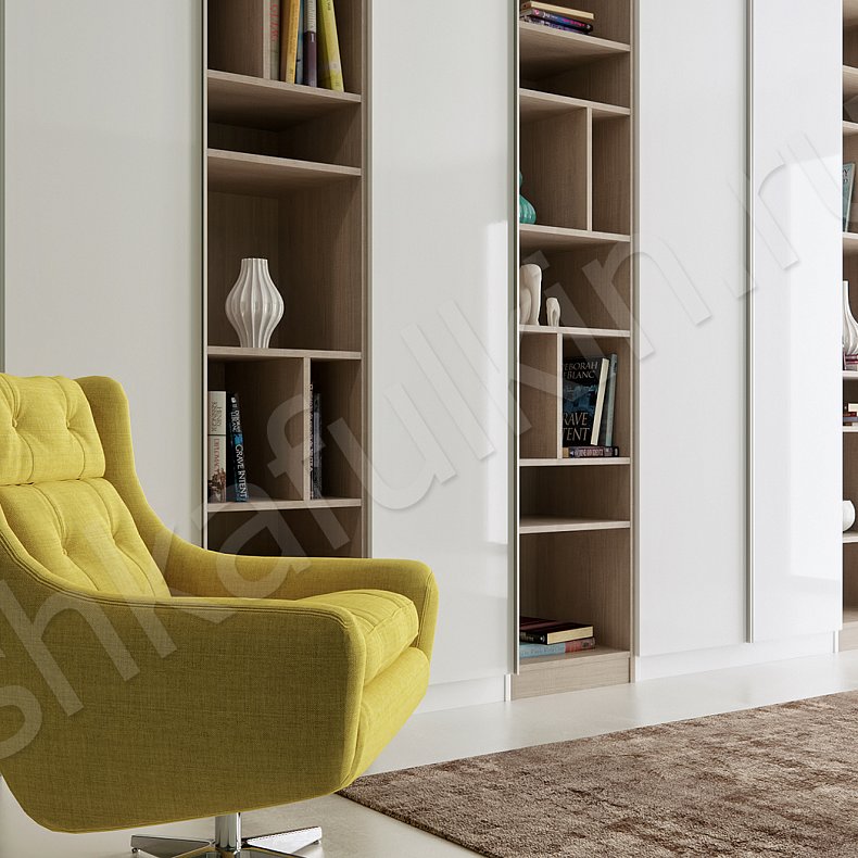 Изображение Корпусный распашной шкаф Белла Светлые Белый Современный 4х створчатые Гостиная Для вещей Для книг 3