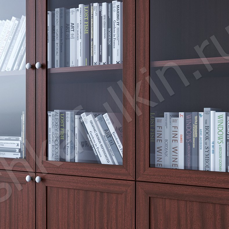 Изображение Стенка Мускат Древесный Темные Классика 6и створчатые Гостиная Для книг 2