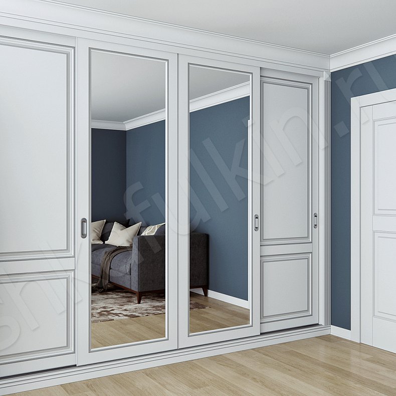 Шкаф-купе Монблан Белый Светлые Серый Классика 4х створчатые Спальня Для вещей 1