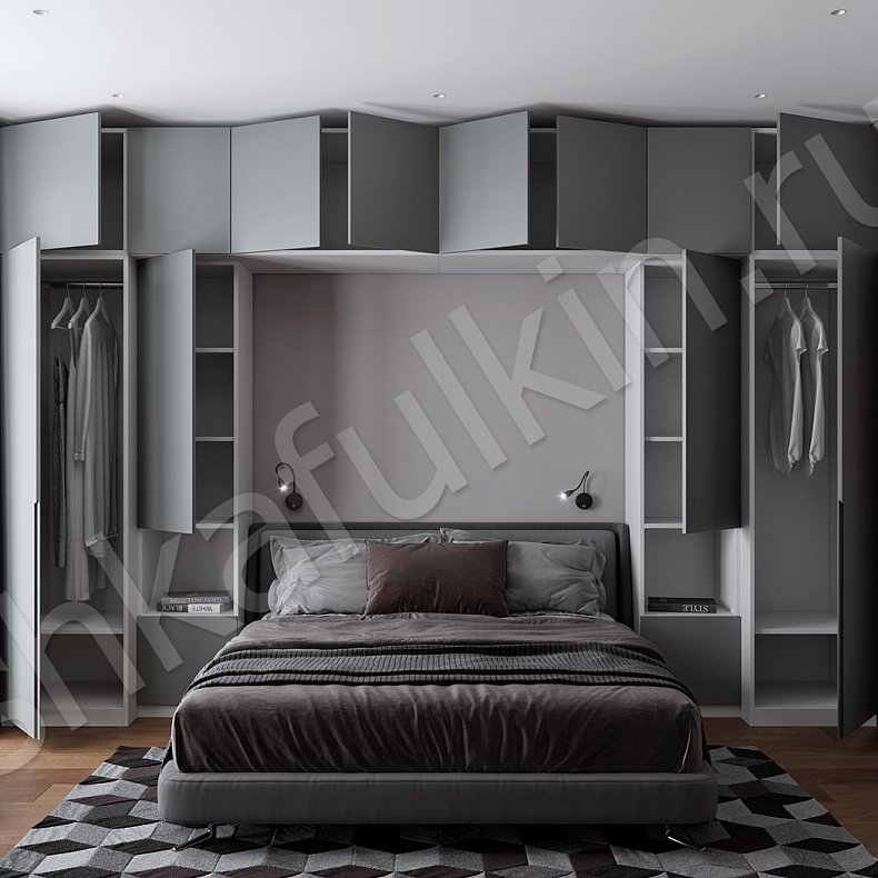 Изображение Гарнитур Джанкой Темные Серый Минимализм 2х створчатые Спальня Для книг Для декора Для вещей 11