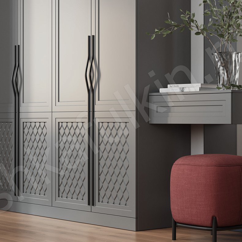 Прихожая Купидон Серый Светлые Неоклассика 4х створчатые Прихожая Для вещей 3