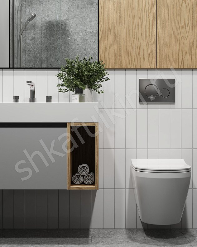 Изображение Мебель в ванную Монти Светлые Древесный Белый Скандинавский   Для вещей 3