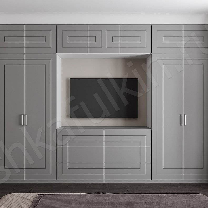 Изображение Гарнитур Виолетта Цветной Серый Синий Темные Минимализм 4х створчатые Спальня Под ТВ Для вещей 1